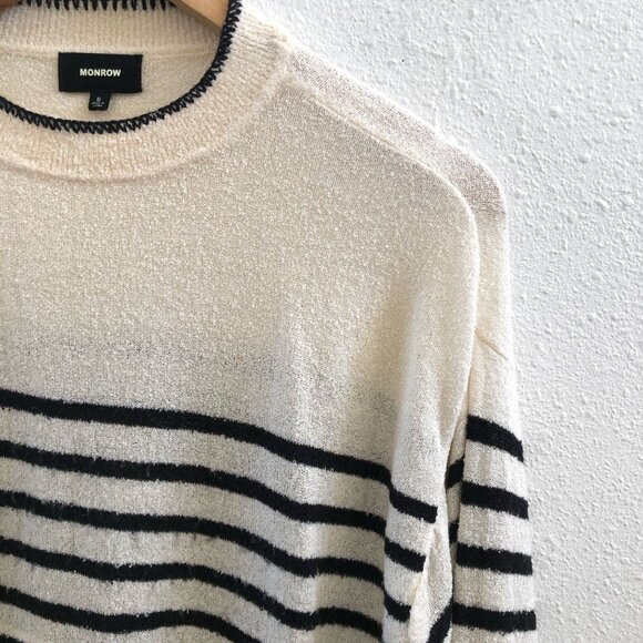 MONROW Boucle Knit Stripe Sweater Size Small - Picture 7 of 12